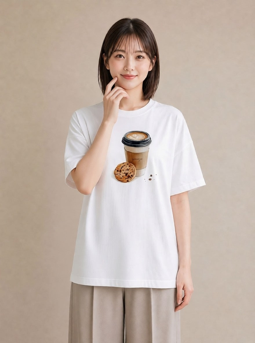 プリントTシャツ レディース エスプレッソ 食べ物 フード イラスト ゆるコーデ おしゃれギフト 社会人 白T YMAZO