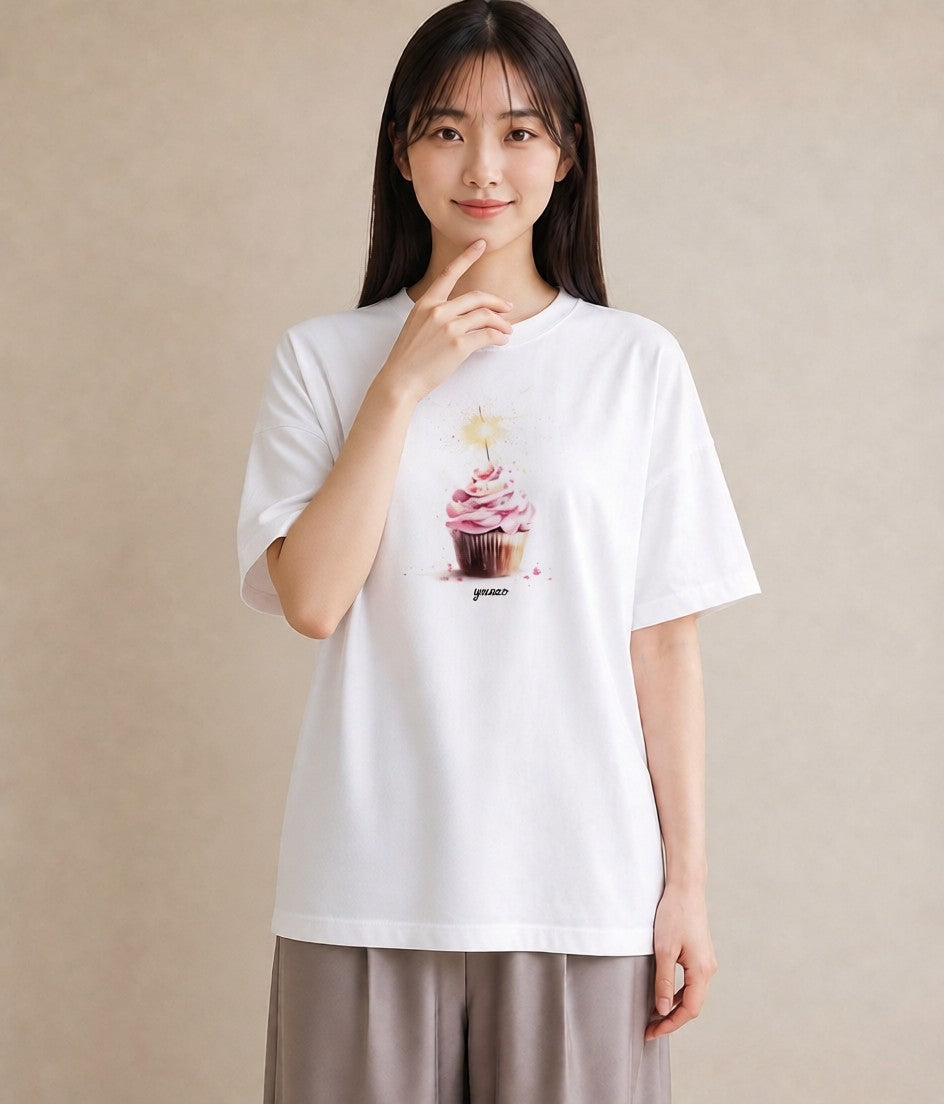 デザインTシャツ レディース マフィン 食べ物 フード イラスト カフェコーデ 女性向けギフト 散歩 白T YMAZO