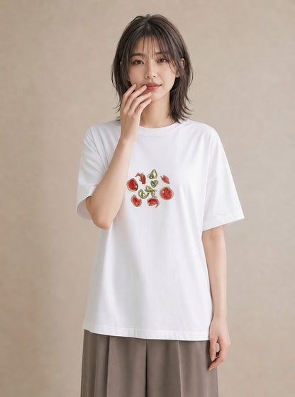 グラフィックTシャツ レディース すいか 食べ物 フード イラスト きれいめカジュアル 通学 誕生日プレゼント 白T YMAZO