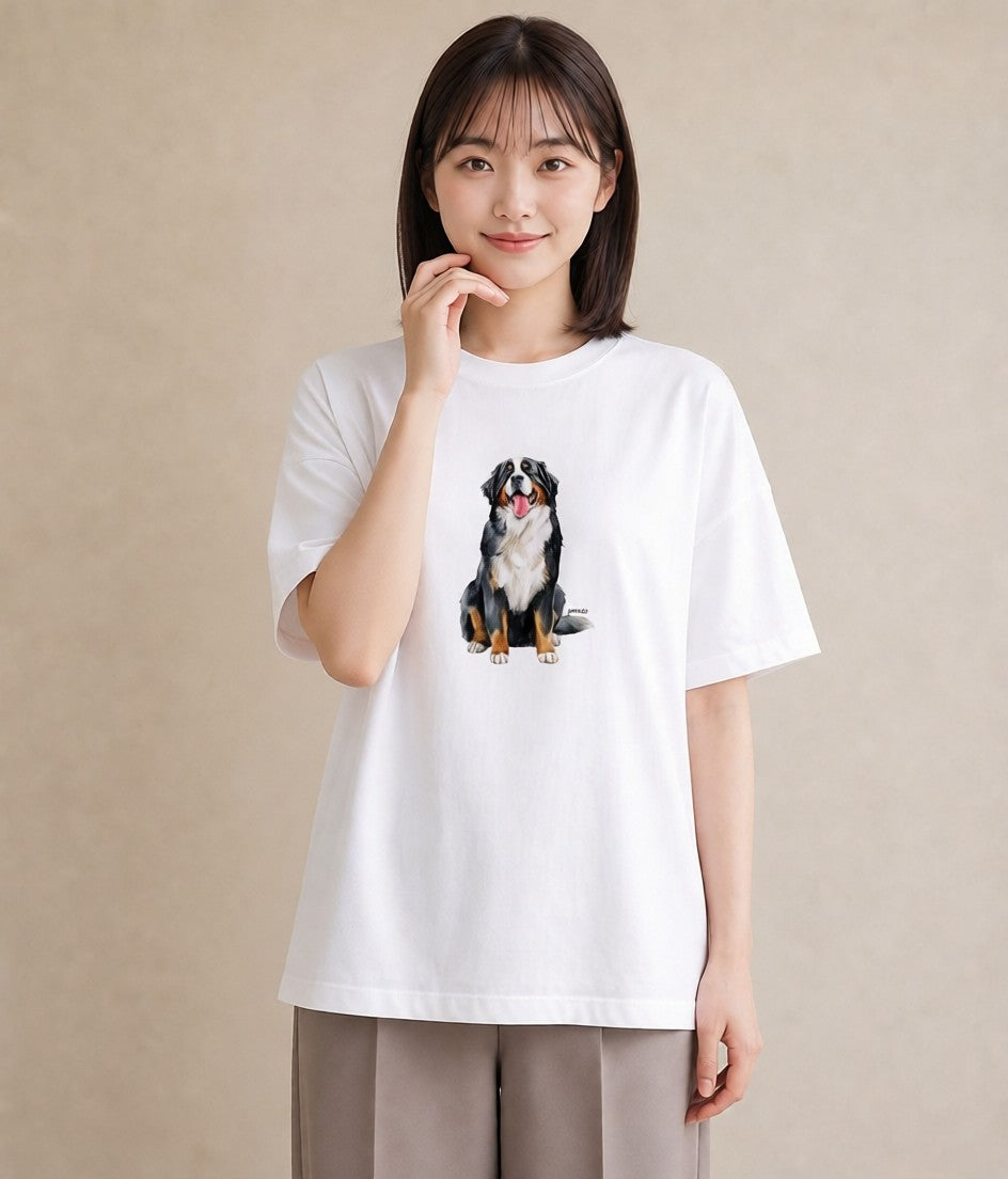 Tシャツ レディース 老犬 犬 いぬ イラスト 普段使い 在宅 公園 白T YMAZO