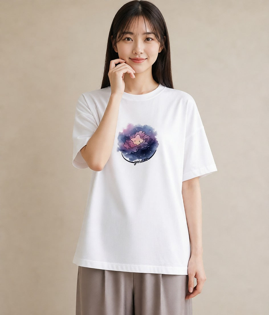 グラフィックTシャツ レディース 牡牛座 星空 宇宙 イラスト フェミニン 公園 ママ 白T YMAZO