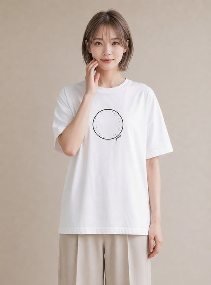 半袖Tシャツ レディース 幾何学 ミニマル ジオメトリック イラスト ゆるコーデ 友達ギフト 部屋着 白T YMAZO