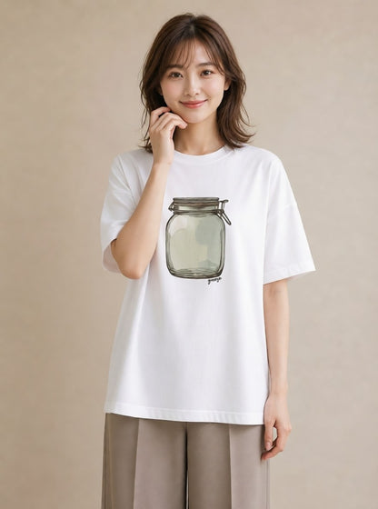 グラフィックTシャツ レディース ミルク 食べ物 フード イラスト 個性的 女性 旅行用 白T YMAZO