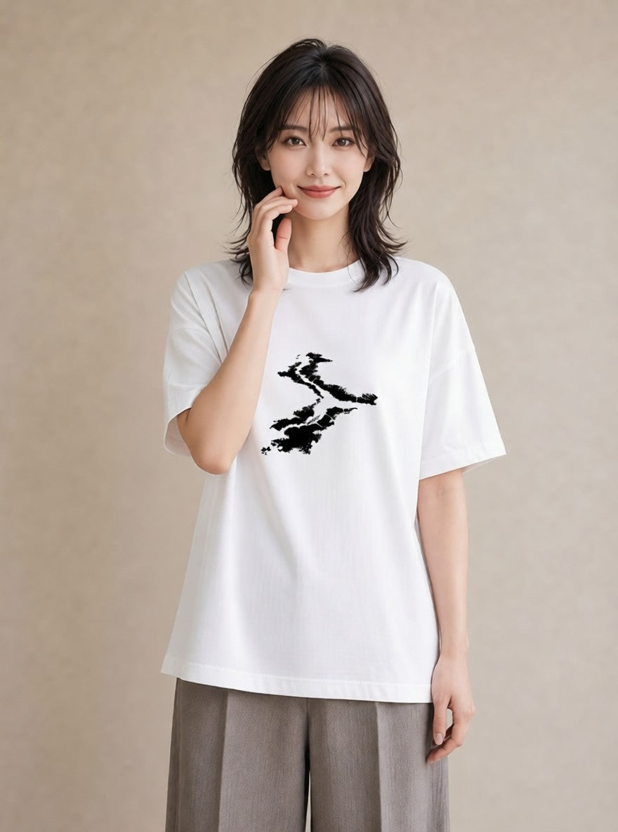 Tシャツ レディース 桟橋 水辺 波止場 ナチュラル アンティーク イラスト ミニマル ルームウェア ギフト 白T YMAZO
