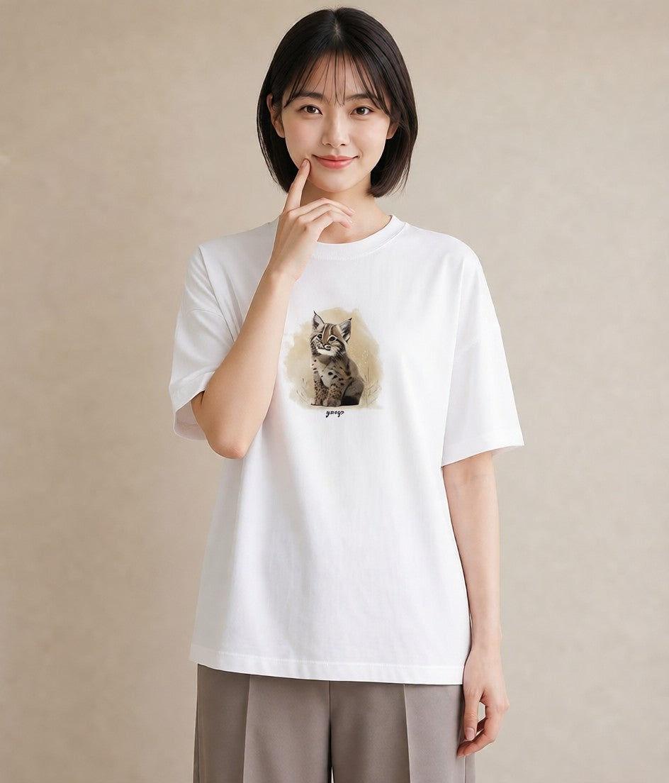 Tシャツ レディース ベンガル 猫 ねこ イラスト カフェコーデ カジュアルコーデ 買い物 白T YMAZO