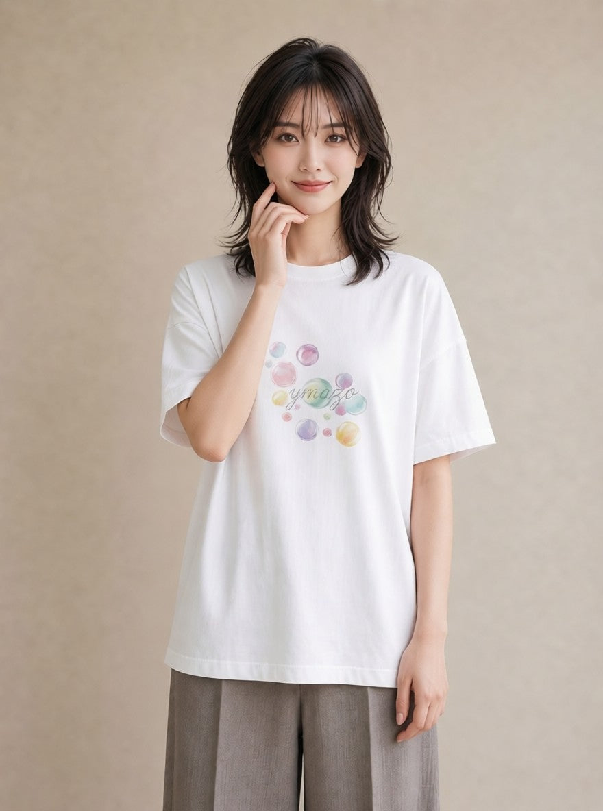 Tシャツ レディース 風鈴 ガラス 夏 ナチュラル アンティーク イラスト ユニーク 海 カフェ巡り 白T YMAZO