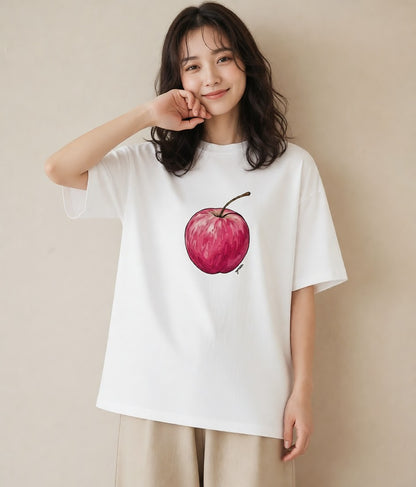 グラフィックTシャツ レディース さくらんぼ チェリー 食べ物 フード イラスト アート風 母娘コーデ 自分用 白T YMAZO
