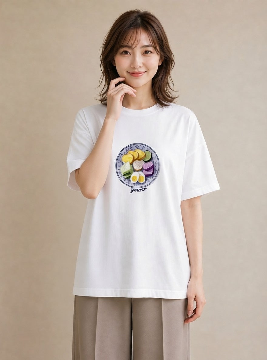 デザインTシャツ レディース だんご 食べ物 フード イラスト シンプル デイリーウェア 休日 白T YMAZO
