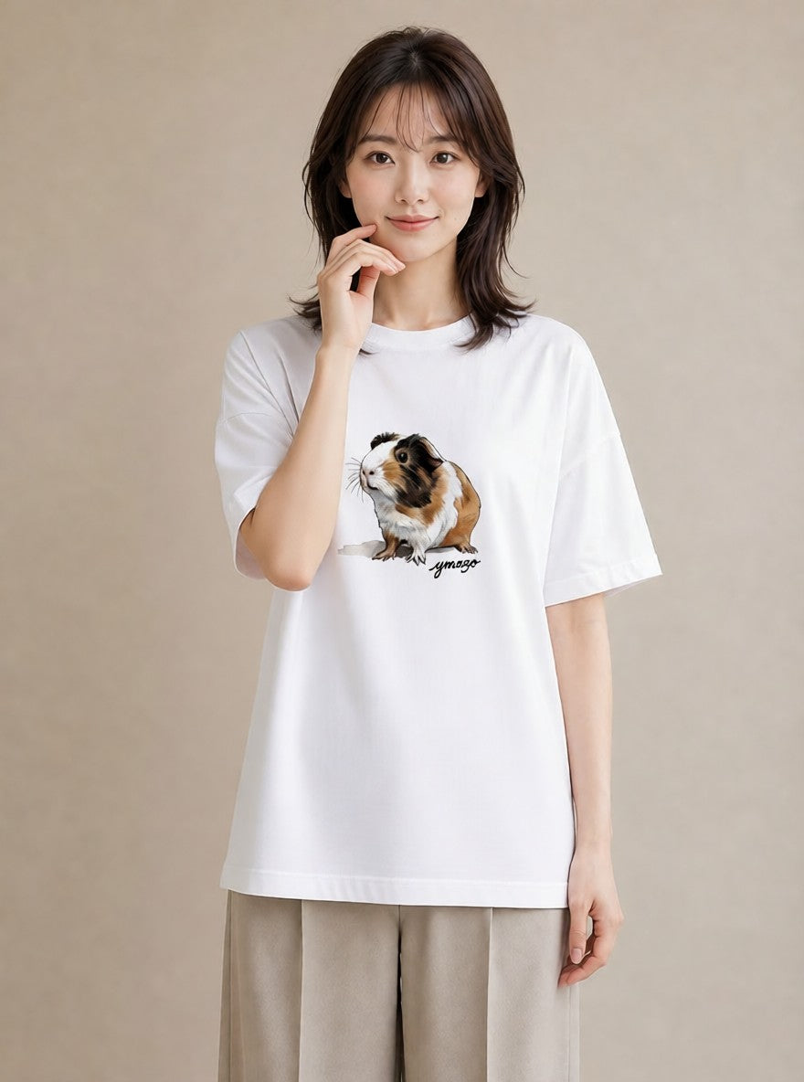 デザインTシャツ レディース ハムスター ペット 動物 イラスト ポップ 社会人 女性 白T YMAZO