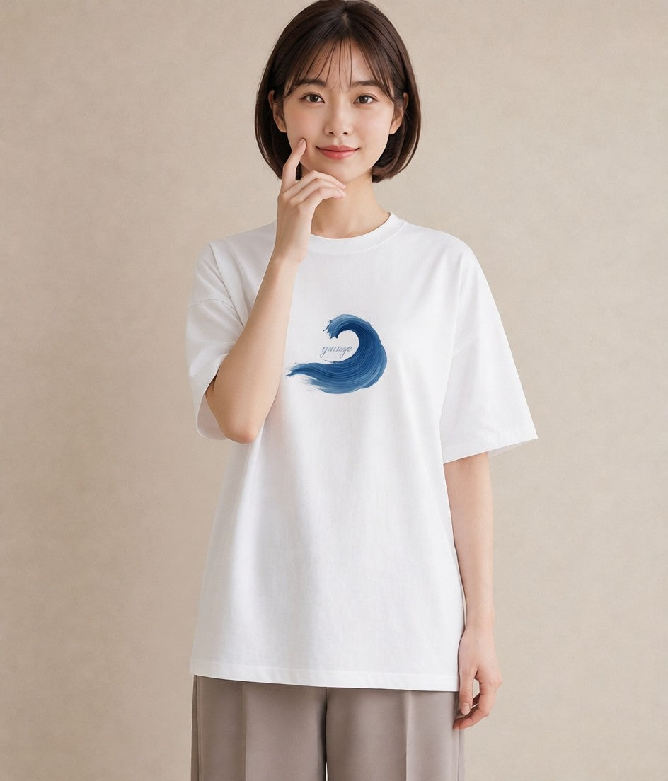 半袖Tシャツ レディース 海 星空 宇宙 イラスト 北欧風 通勤 在宅 白T YMAZO
