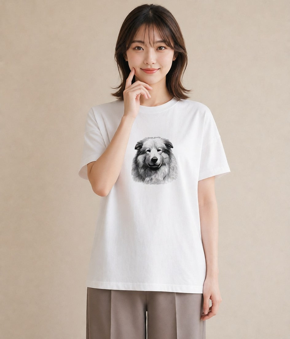 グラフィックTシャツ レディース 豆柴 犬 いぬ イラスト 北欧風 デイリーウェア 休日 白T YMAZO