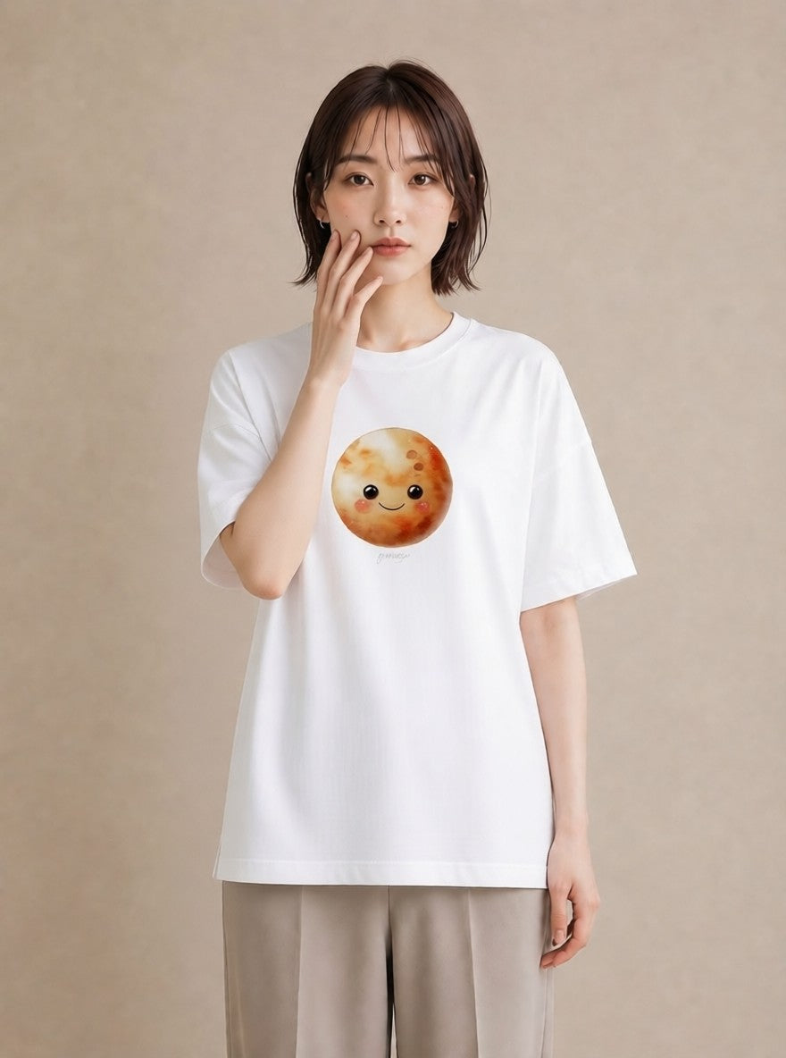 プリントTシャツ レディース 満月 星空 宇宙 イラスト ゆるコーデ 週末コーデ 敬老の日 白T YMAZO
