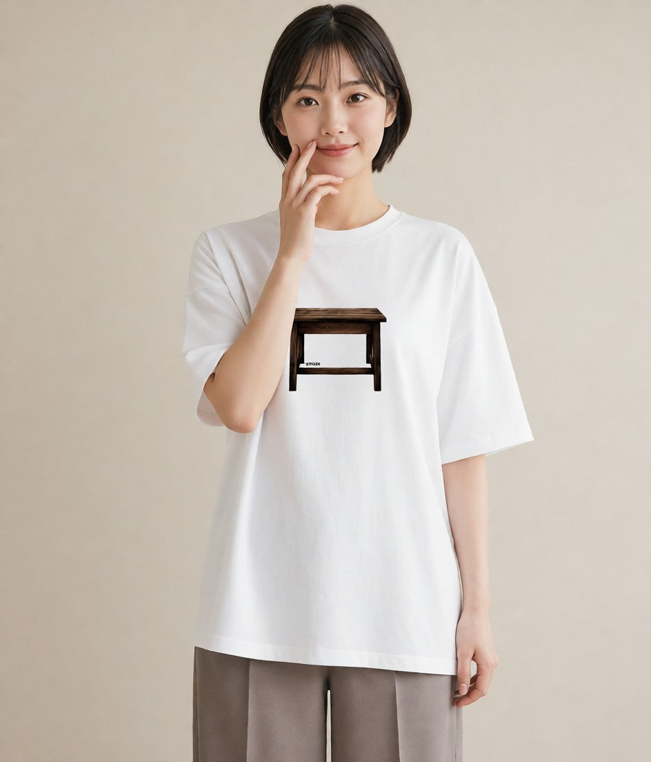 プリントTシャツ レディース 桟橋 水辺 波止場 ナチュラル アンティーク イラスト ガーリー 買い物 夏コーデ 白T YMAZO