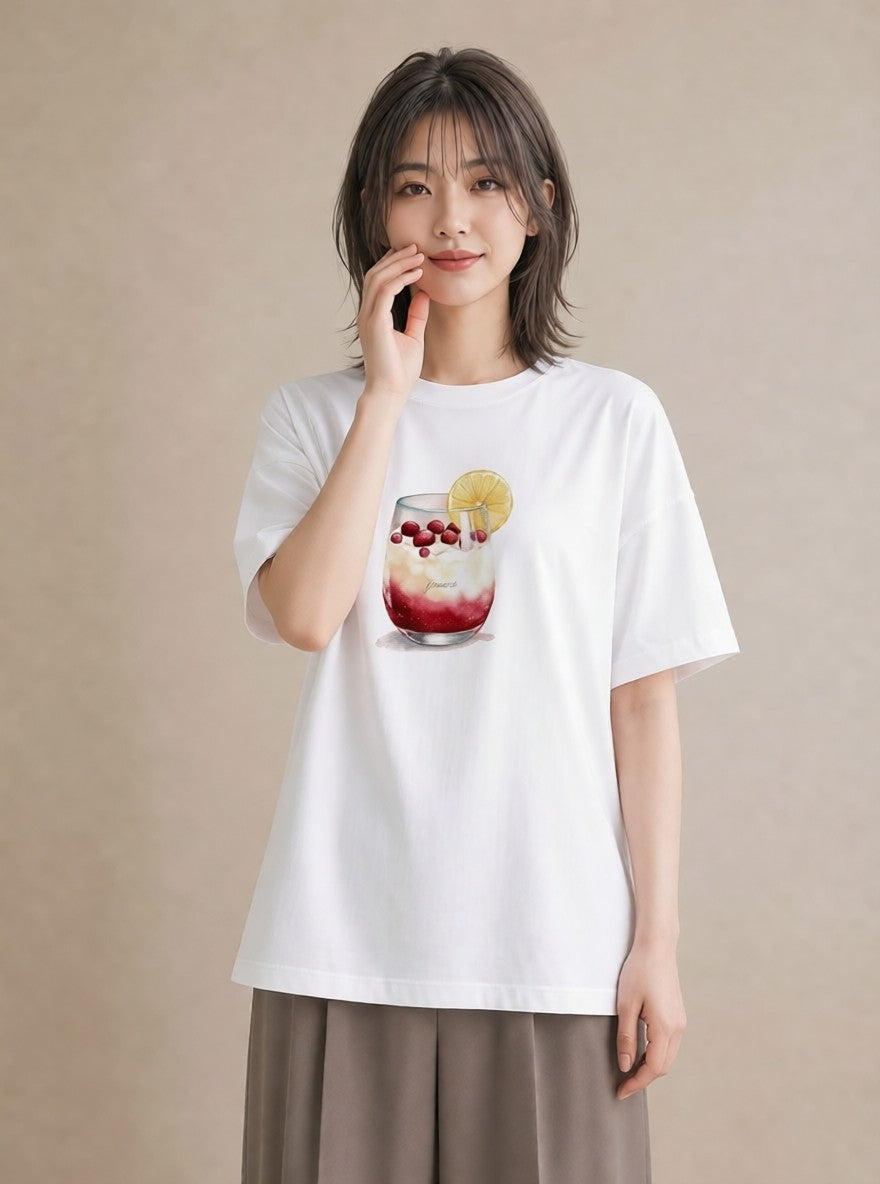 プリントTシャツ レディース クリームソーダ 食べ物 フード イラスト 淡色 カジュアルコーデ 買い物 白T YMAZO
