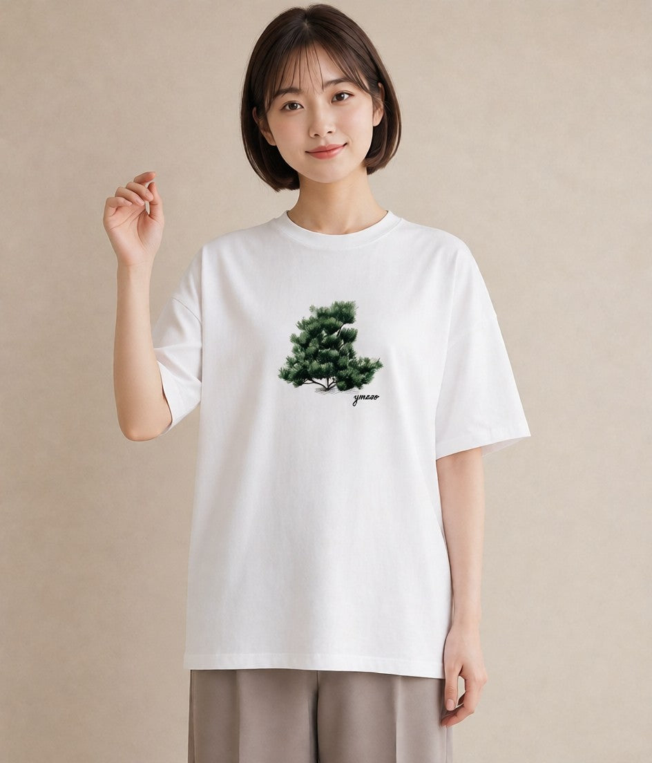 プリントTシャツ レディース 森 植物 ボタニカル イラスト ナチュラル 自分用 ルームウェア 白T YMAZO