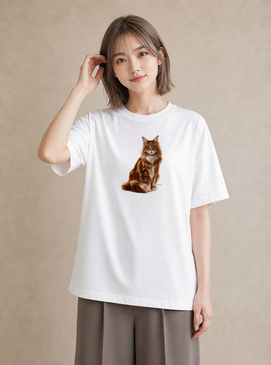 プリントTシャツ レディース 猫 ねこ イラスト ユニーク 秋コーデ おしゃれギフト 白T YMAZO