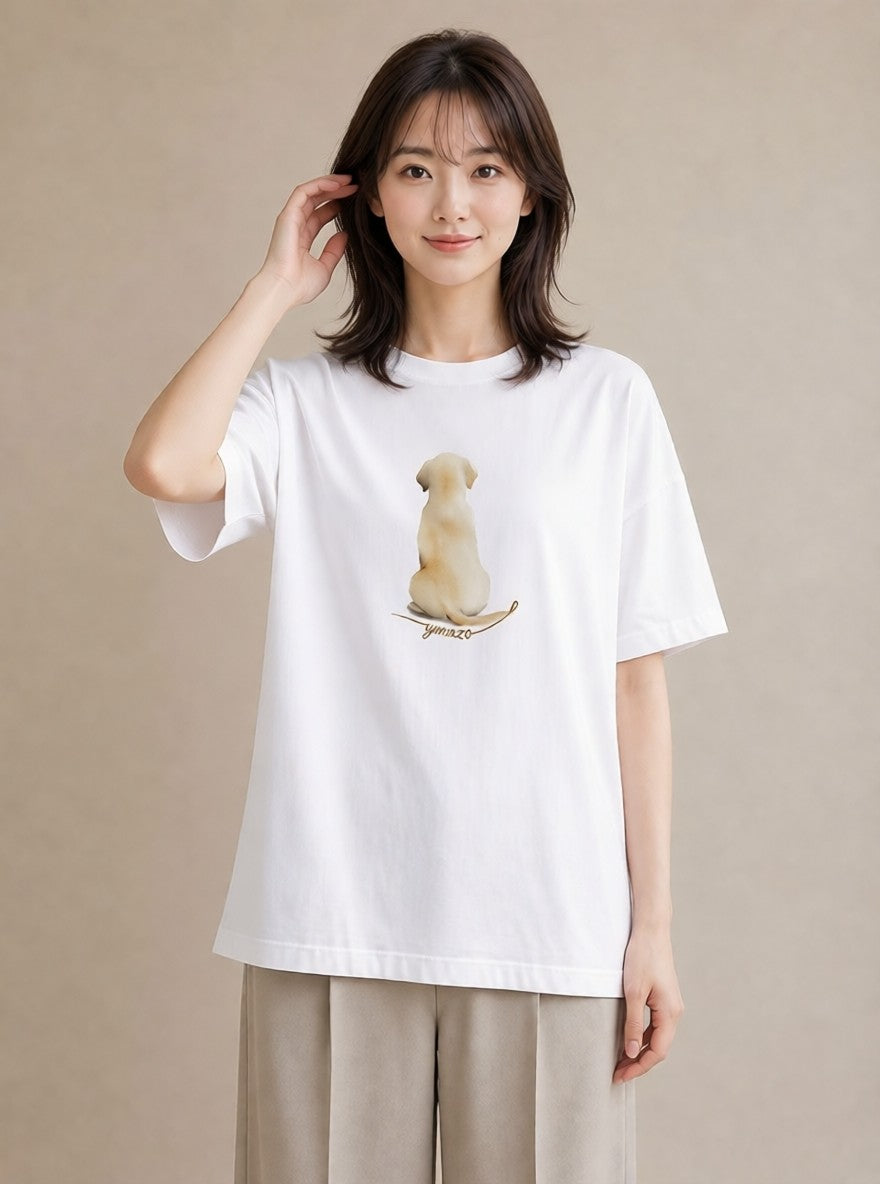 半袖Tシャツ レディース ラブラドールレトリバー 犬 いぬ イラスト お洒落 在宅 公園 白T YMAZO