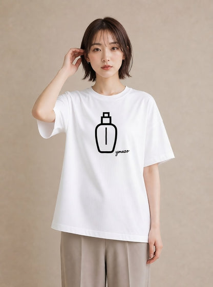 デザインTシャツ レディース 香水 香水瓶 パフューム イラスト 可愛い 帰省 ラフ 白T YMAZO
