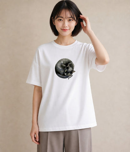 デザインTシャツ レディース ブリティッシュショートヘア 猫 ねこ イラスト 送別ギフト 通勤 白T YMAZO