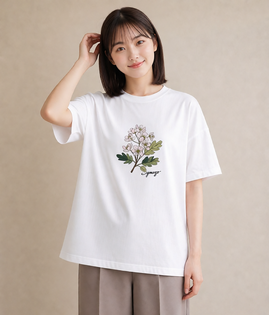 Tシャツ レディース 花 花柄 イラスト ニュアンス 母の日 ビーチ 白T