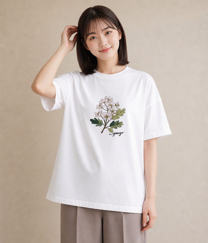 Tシャツ レディース 花 花柄 イラスト ニュアンス 母の日 ビーチ 白T