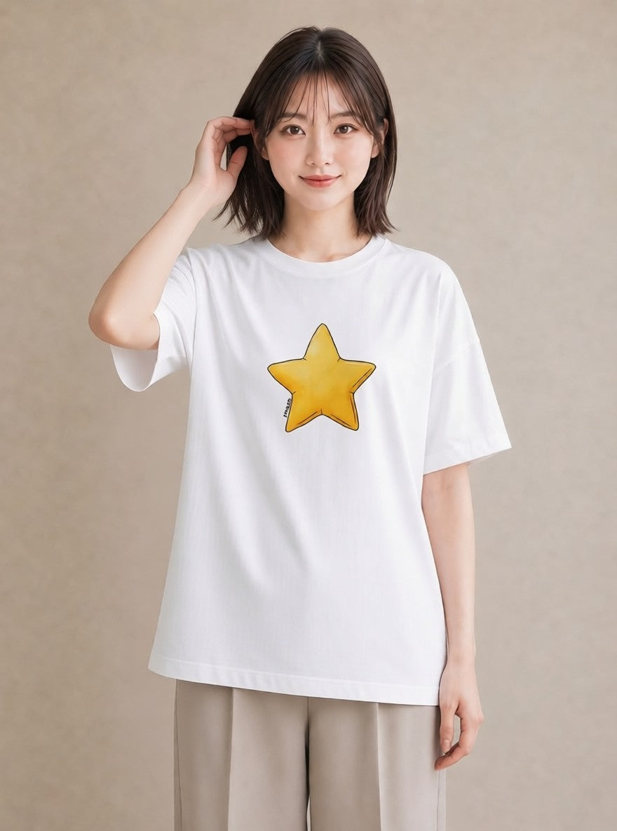 プリントTシャツ レディース 星 星空 宇宙 イラスト アート風 春コーデ 姉妹 白T YMAZO