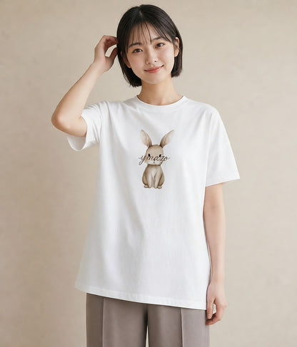 プリントTシャツ レディース ネザーランドドワーフ ペット 動物 イラスト モード ギフト 母の日 白T YMAZO