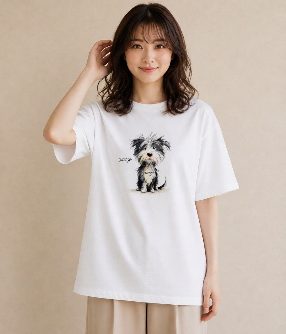 Tシャツ レディース 愛犬 犬 いぬ イラスト ポップ 買い物 夏コーデ 白T YMAZO