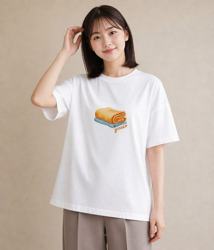 半袖Tシャツ レディース パン 食べ物 フード イラスト 韓国風 社会人 女性 白T YMAZO