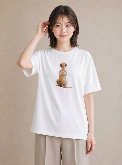 デザインTシャツ レディース わんちゃん 犬 いぬ イラスト ラフカジュアル 女性 旅行用 白T YMAZO