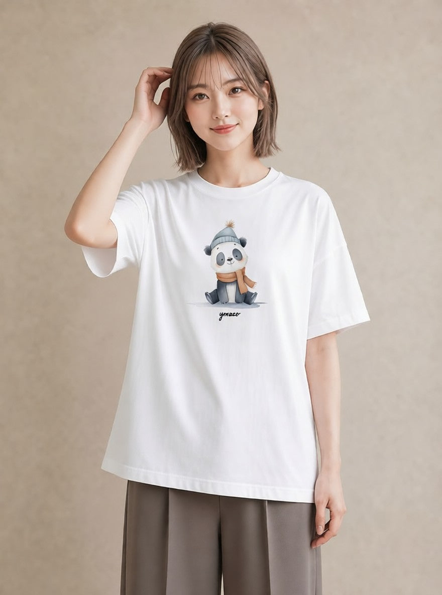 Tシャツ レディース レッサーパンダ 動物 アニマル イラスト きれいめカジュアル 夏コーデ 通学 白T YMAZO