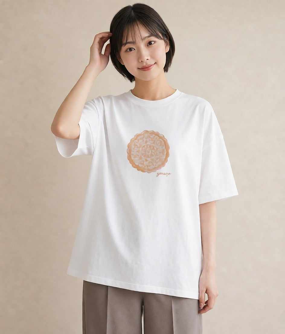 デザインTシャツ レディース パン 食べ物 フード イラスト ポップ 自分用 ルームウェア 白T YMAZO