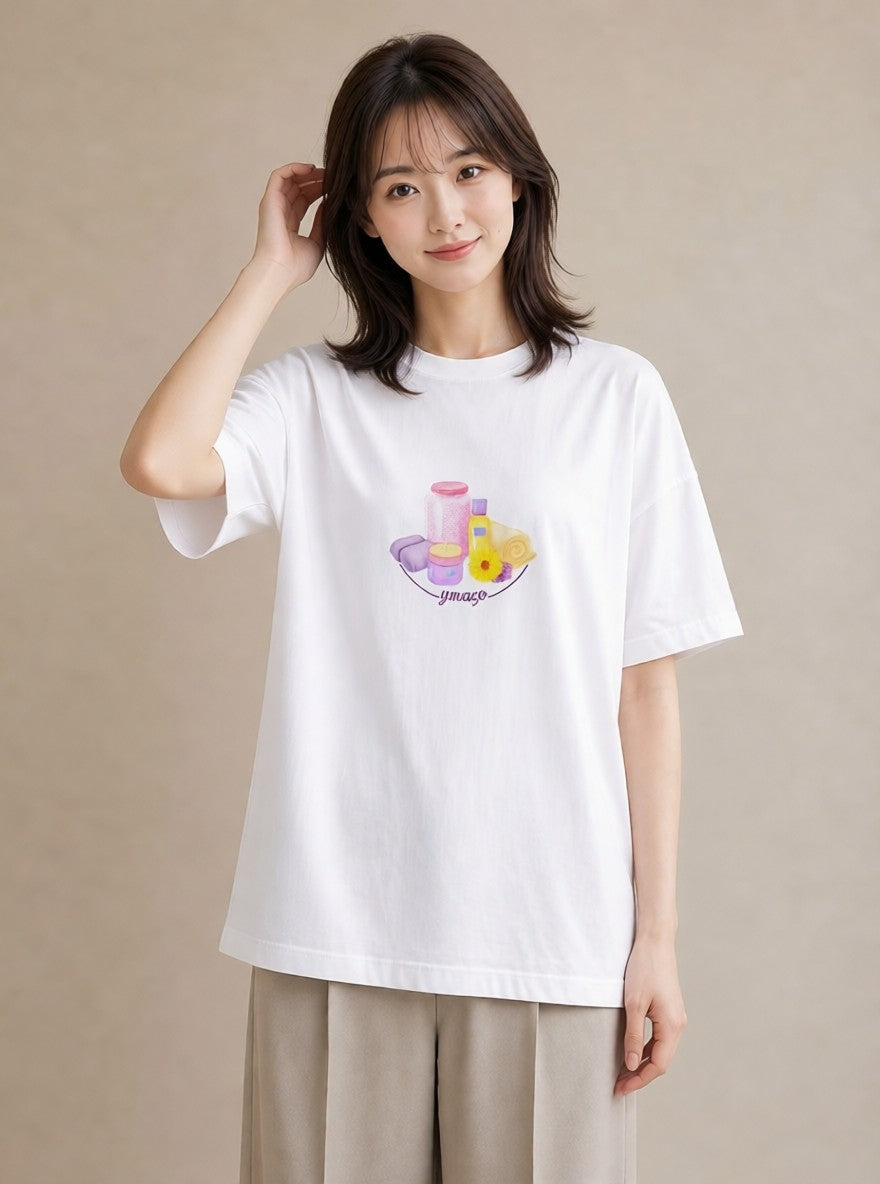 半袖Tシャツ レディース マカロン 食べ物 フード イラスト レトロ 20代 カジュアルコーデ 白T YMAZO