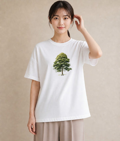 グラフィックTシャツ レディース 木 植物 ボタニカル イラスト ユニーク 20代 カジュアルコーデ 白T YMAZO