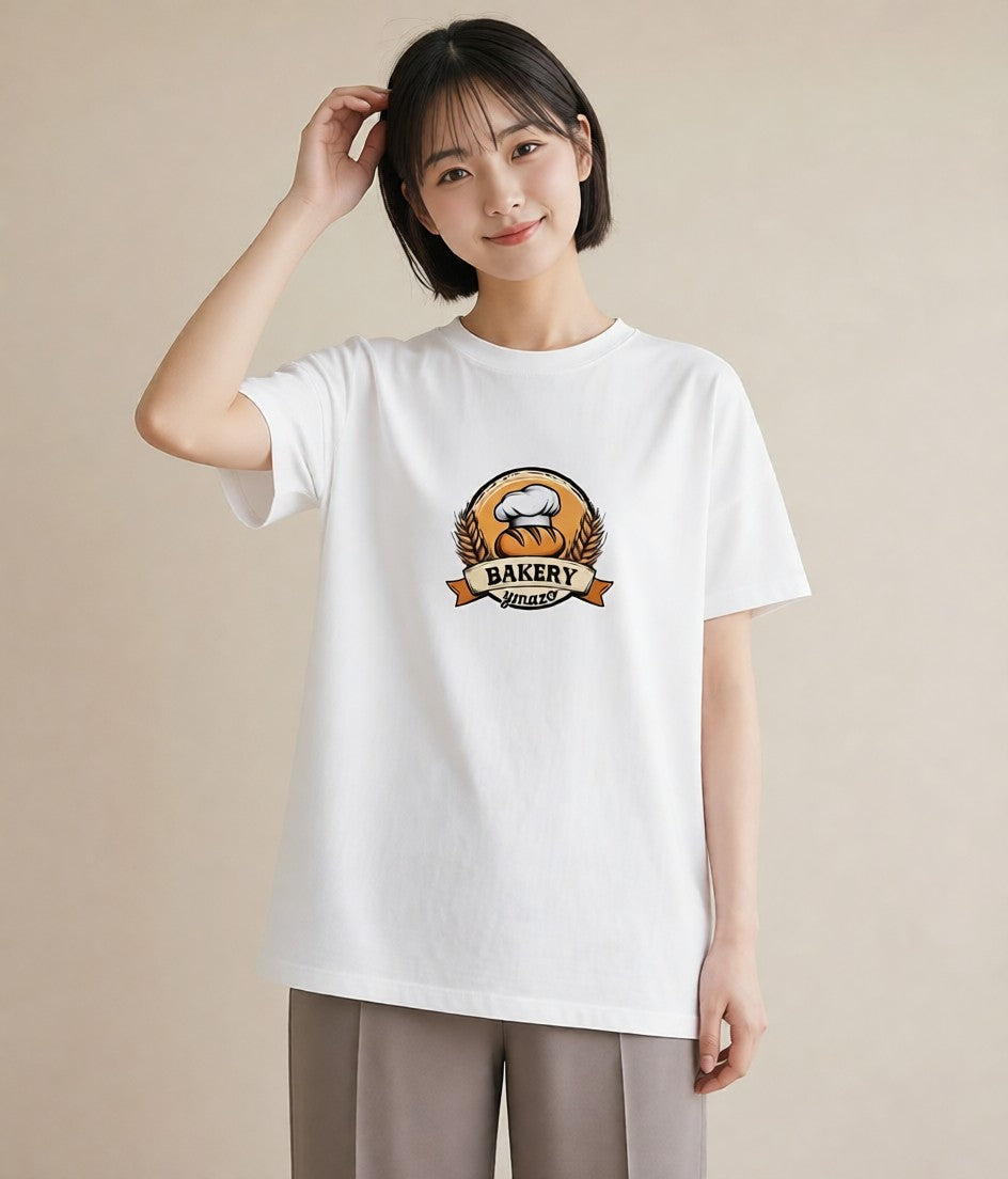 デザインTシャツ レディース パン ベーカリー レトロ イラスト ガーリー デイリーウェア 休日 白T YMAZO