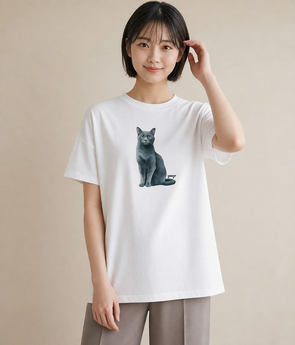 Tシャツ レディース シャム 猫 ねこ イラスト ニュアンス ギフト 母の日 白T YMAZO