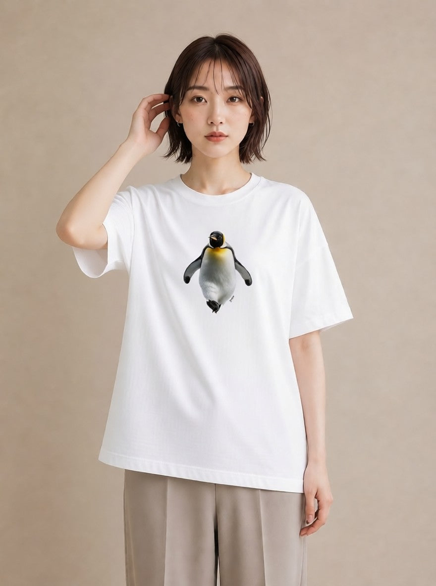 半袖Tシャツ レディース コウテイペンギン 動物 アニマル イラスト こなれ感 旅行 母娘コーデ 白T YMAZO