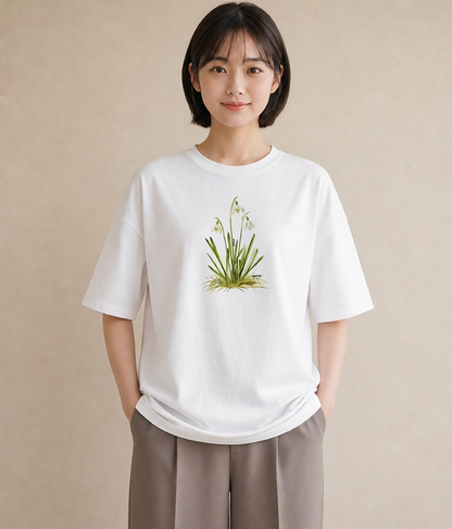 半袖Tシャツ レディース すずらん 花 花柄 イラスト ユニーク 社会人 女性 白T YMAZO