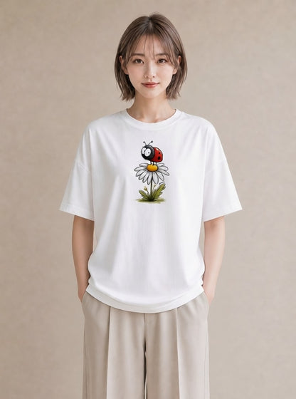 Tシャツ レディース てんとう虫 昆虫 虫 イラスト ニュアンス 親子 20代 白T YMAZO