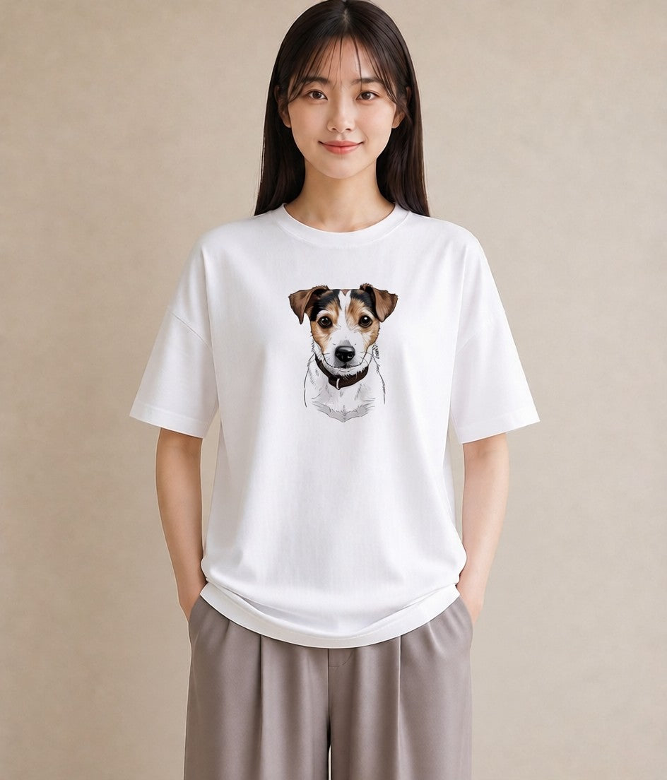 デザインTシャツ レディース ジャックラッセルテリア 犬 いぬ イラスト 手描き風 女性 旅行用 白T YMAZO