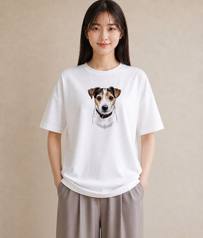 デザインTシャツ レディース ジャックラッセルテリア 犬 いぬ イラスト 手描き風 女性 旅行用 白T YMAZO
