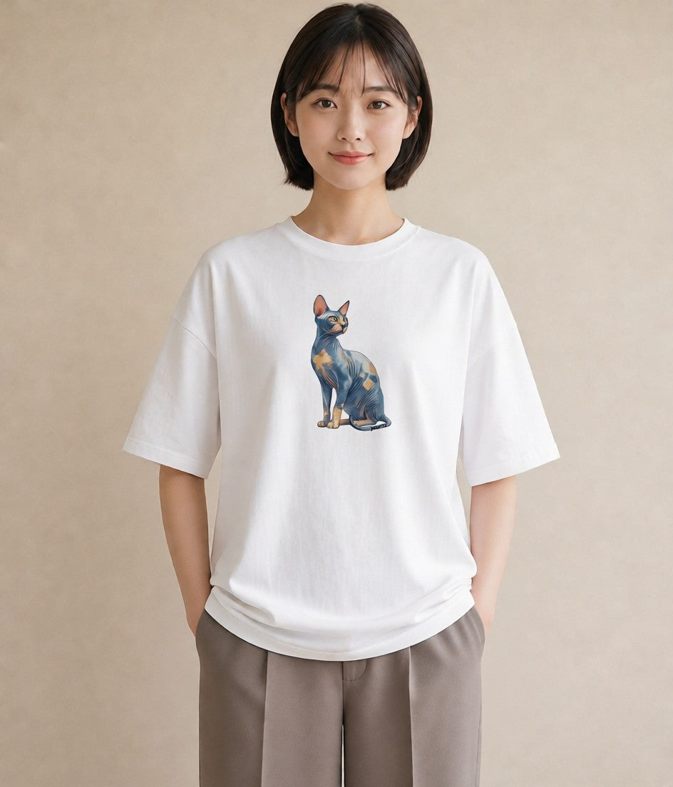 グラフィックTシャツ レディース シャム 猫 ねこ イラスト カフェコーデ 親子 20代 白T YMAZO