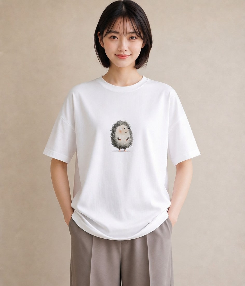 デザインTシャツ レディース ハリネズミ ペット 動物 イラスト ナチュラル 春コーデ 姉妹 白T YMAZO