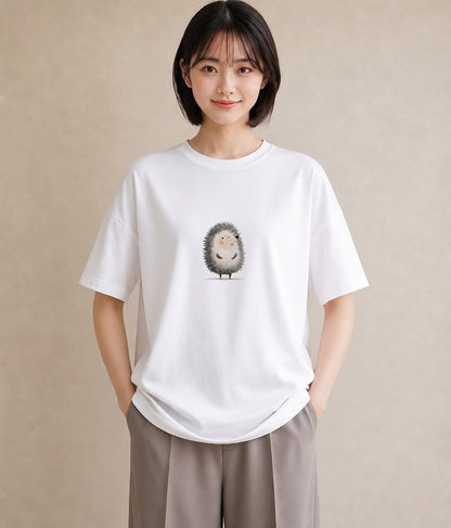 デザインTシャツ レディース ハリネズミ ペット 動物 イラスト ナチュラル 春コーデ 姉妹 白T YMAZO