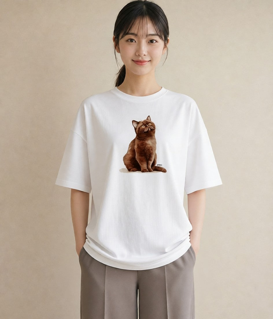 Tシャツ レディース ソマリ 猫 ねこ イラスト 線画 レイヤード 友達ギフト 白T YMAZO