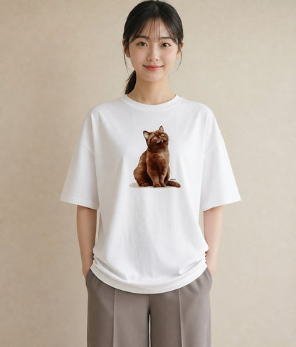 Tシャツ レディース ソマリ 猫 ねこ イラスト 線画 レイヤード 友達ギフト 白T YMAZO