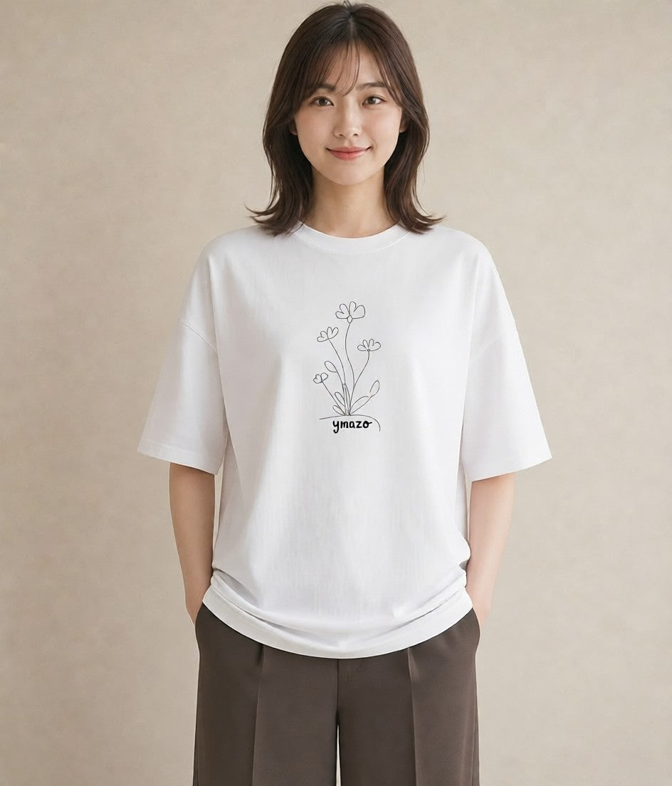 プリントTシャツ レディース 観葉植物 ボタニカル 植物 イラスト ラフカジュアル 女子会 お揃い 白T YMAZO