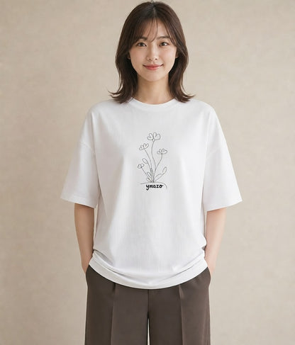 プリントTシャツ レディース 観葉植物 ボタニカル 植物 イラスト ラフカジュアル 女子会 お揃い 白T YMAZO