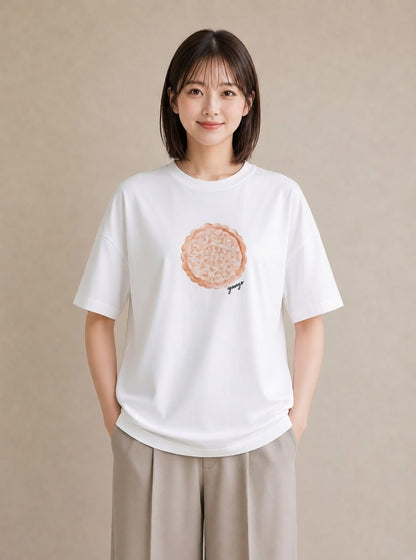 半袖Tシャツ レディース ベーグル 食べ物 フード イラスト シック ホワイトデー 春服 白T YMAZO