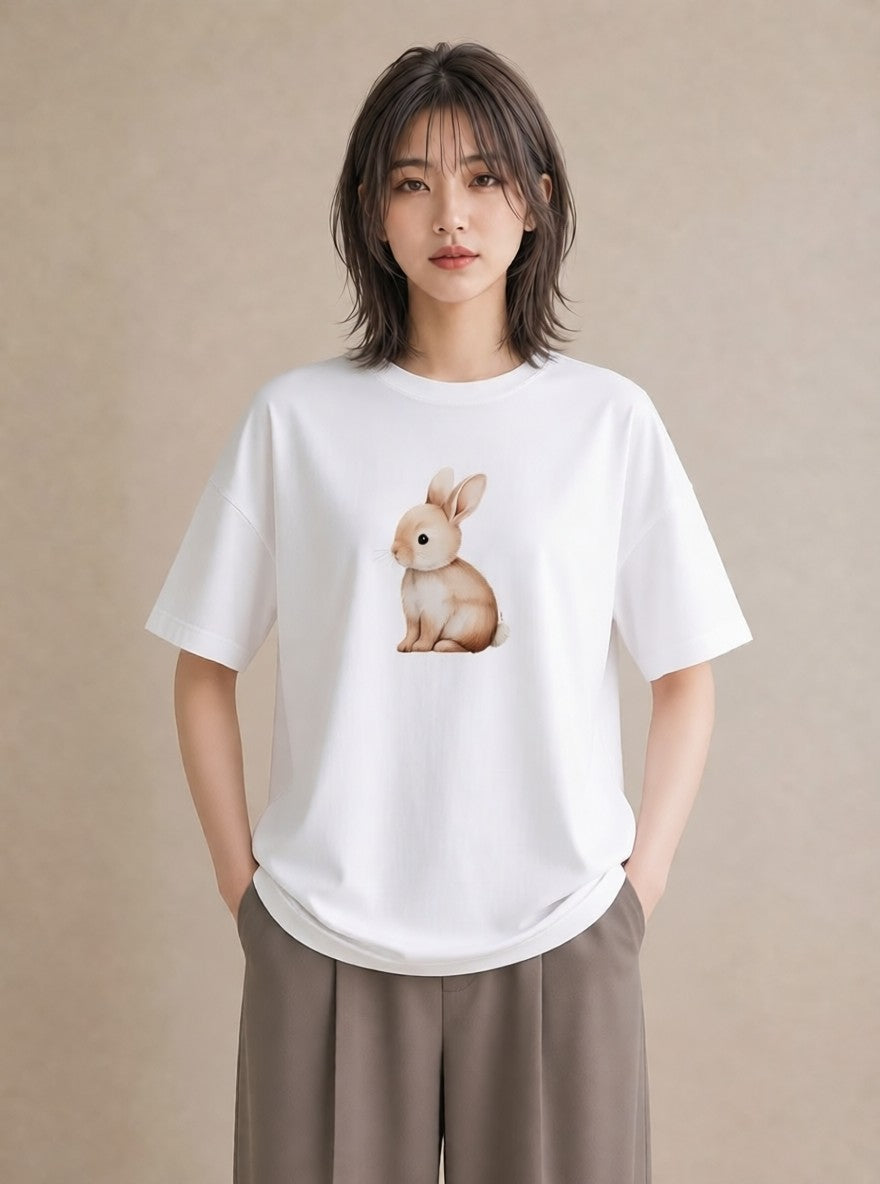 Tシャツ レディース ロップイヤー ペット 動物 イラスト ポップ ルームウェア ギフト 白T YMAZO